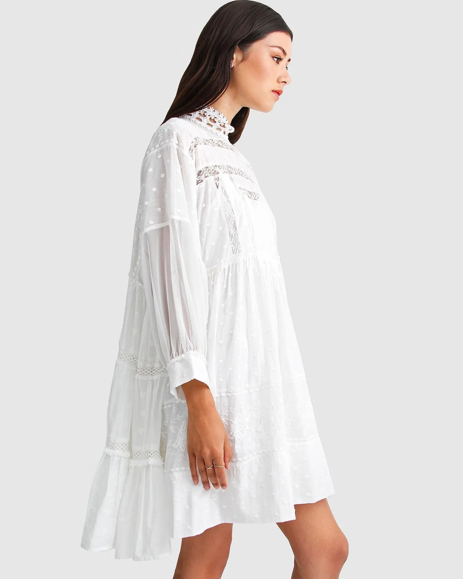 New Belle & Bloom Unforgettable Oversized Lace Mini Dress - White