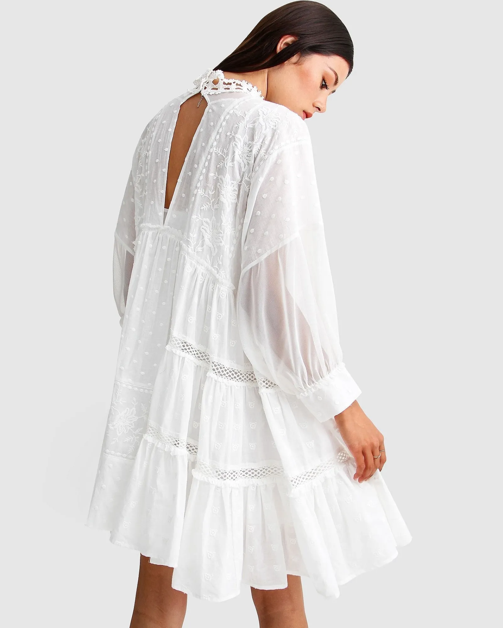 New Belle & Bloom Unforgettable Oversized Lace Mini Dress - White