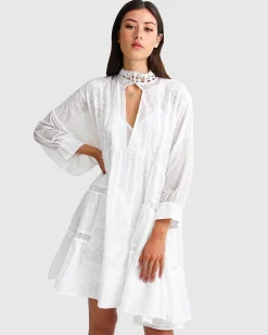 New Belle & Bloom Unforgettable Oversized Lace Mini Dress - White