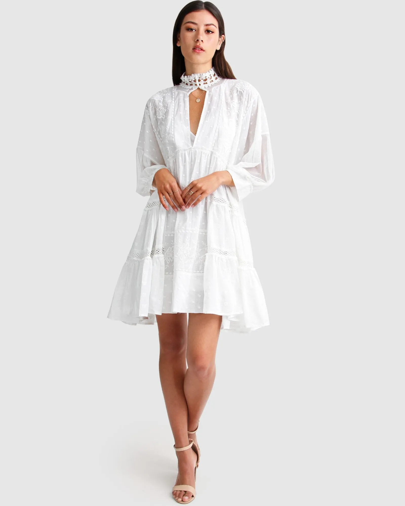 New Belle & Bloom Unforgettable Oversized Lace Mini Dress - White