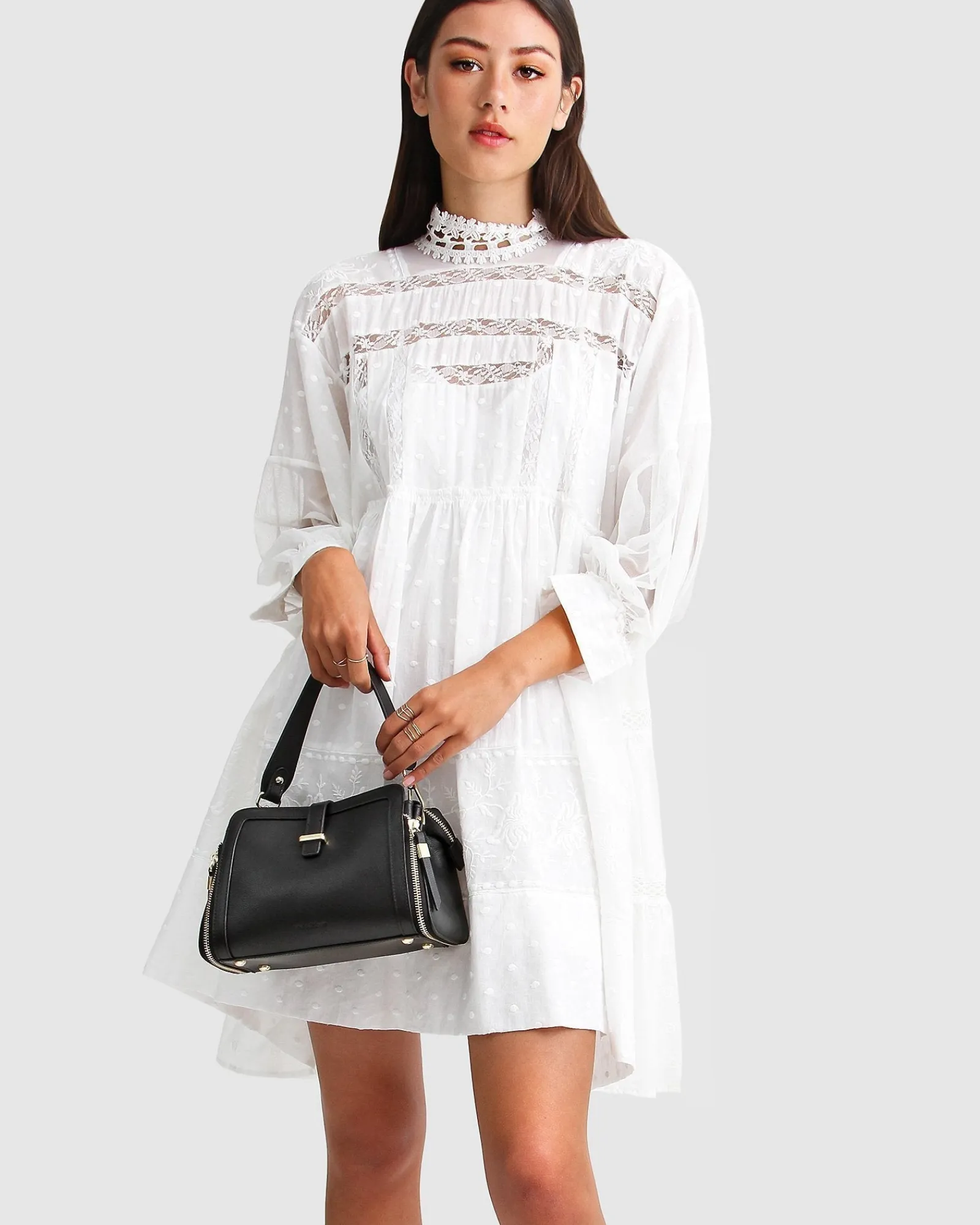 New Belle & Bloom Unforgettable Oversized Lace Mini Dress - White