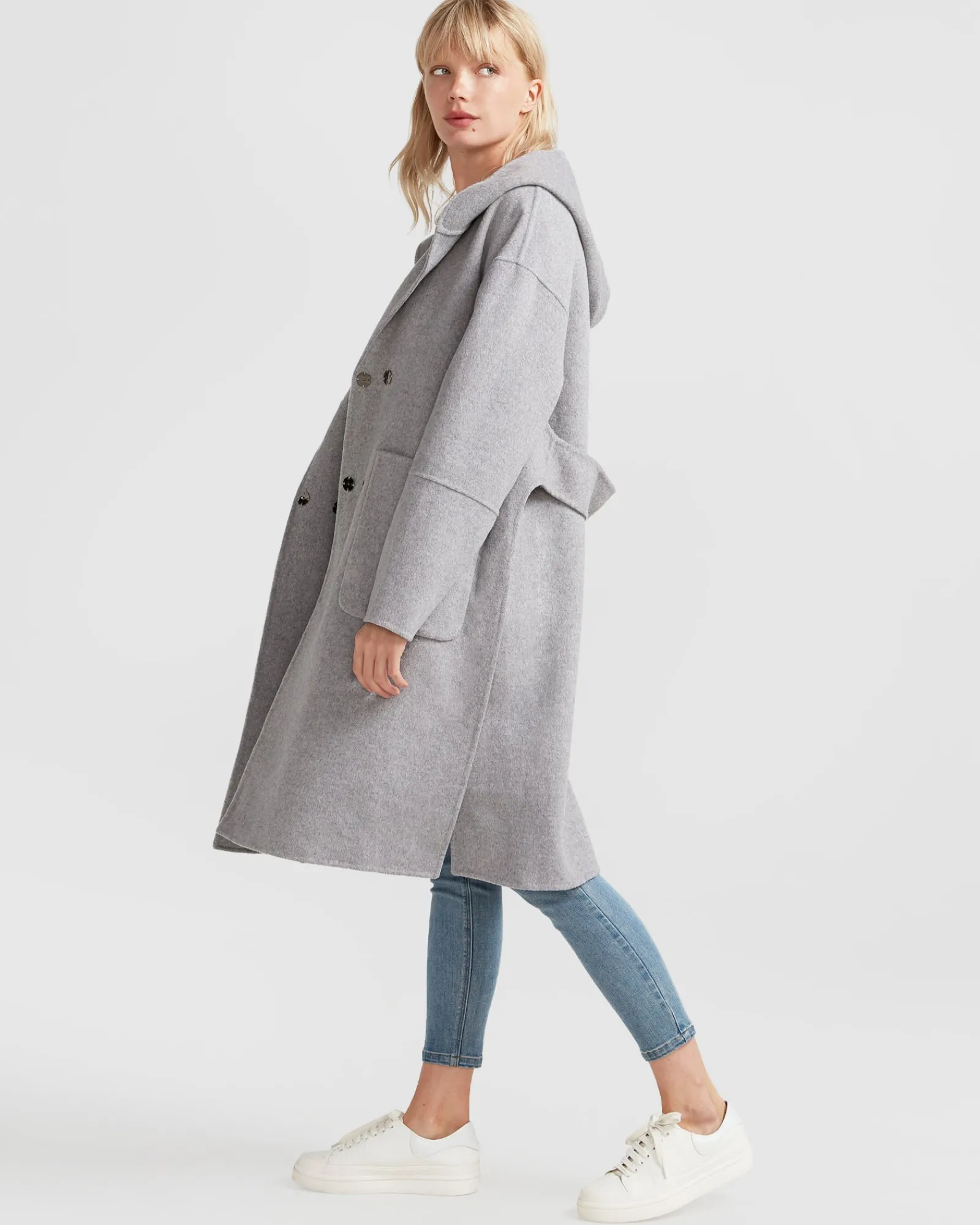 Best Belle & Bloom Walk This Way Wool Blend Oversized Coat - Grey