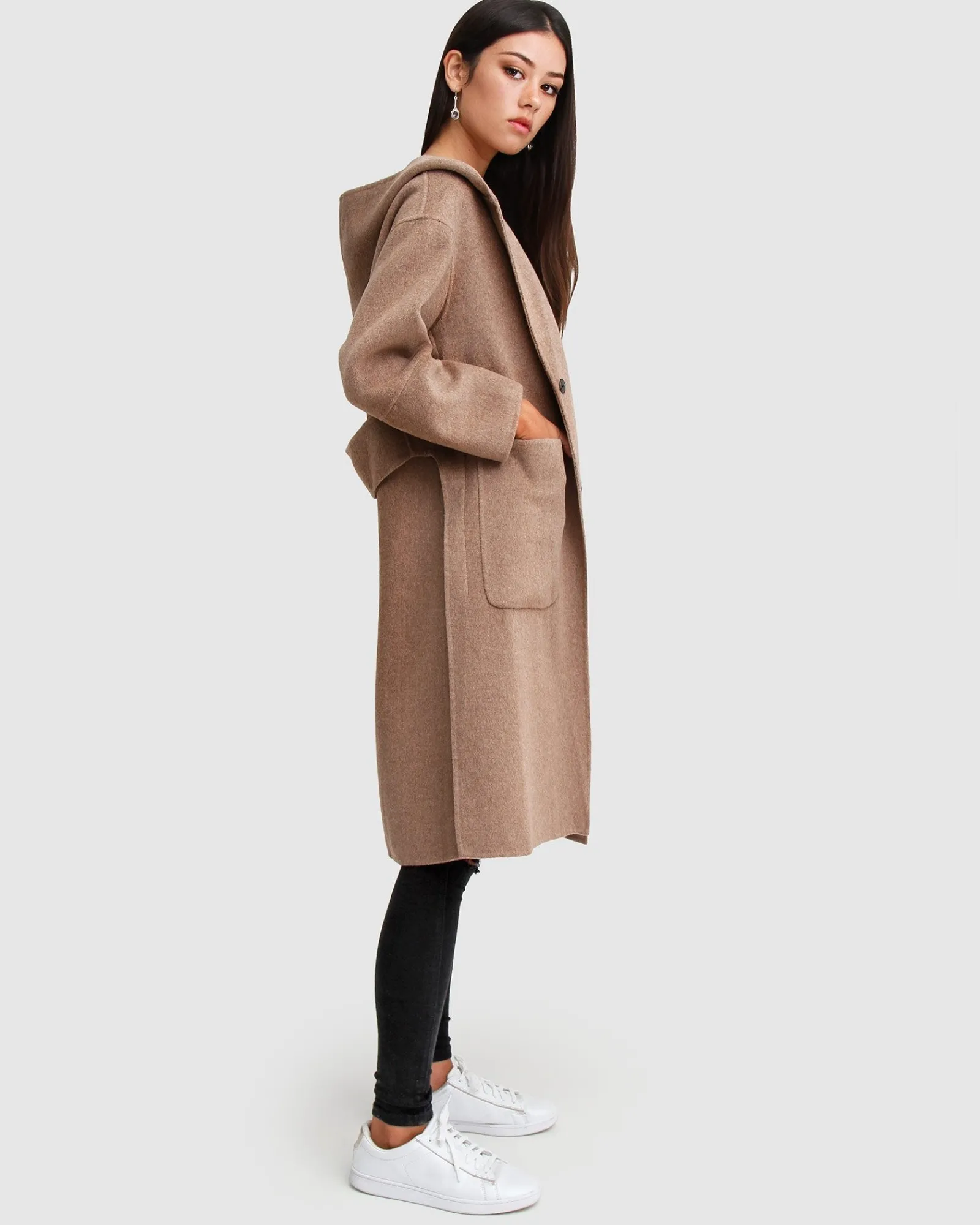 Discount Belle & Bloom Walk This Way Wool Blend Oversized C - Oat