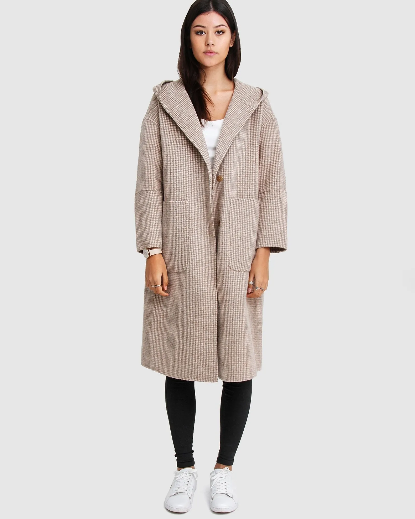 New Belle & Bloom Walk This Way Wool Blend Oversized Coat - Beige