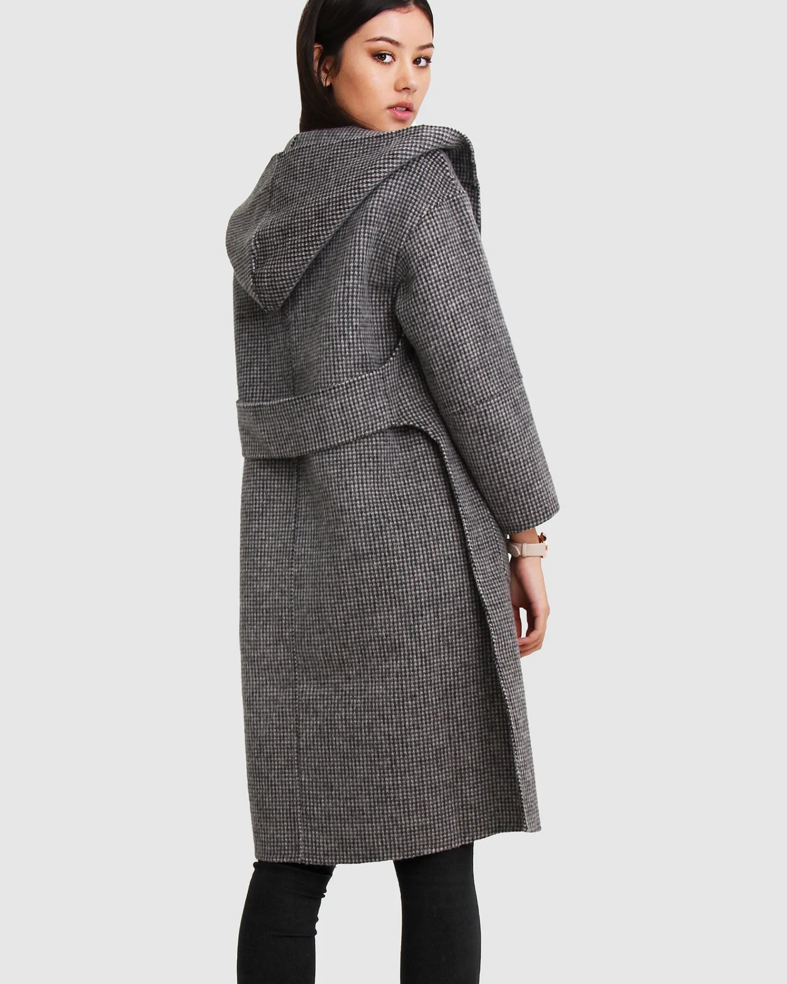 Fashion Belle & Bloom Walk This Way Wool Blend Oversized Coat - Black/White