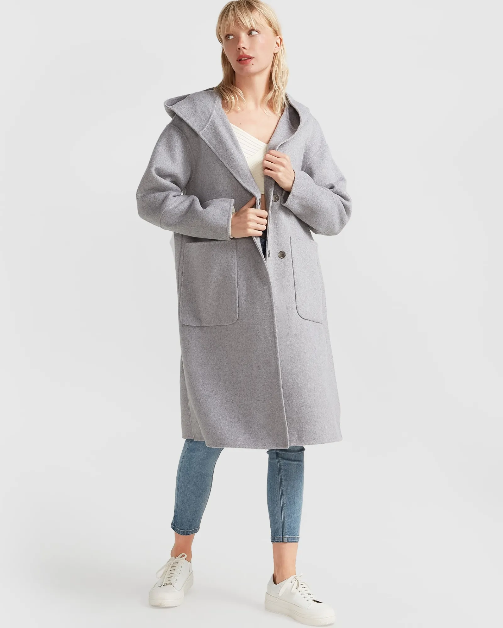 Best Belle & Bloom Walk This Way Wool Blend Oversized Coat - Grey