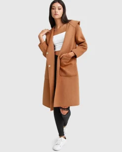 Clearance Belle & Bloom Walk This Way Wool Blend Oversized Coat - Camel
