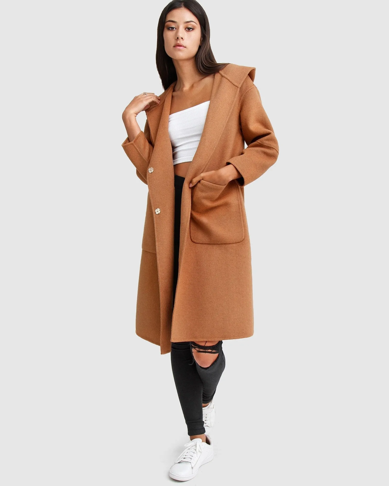 Clearance Belle & Bloom Walk This Way Wool Blend Oversized Coat - Camel