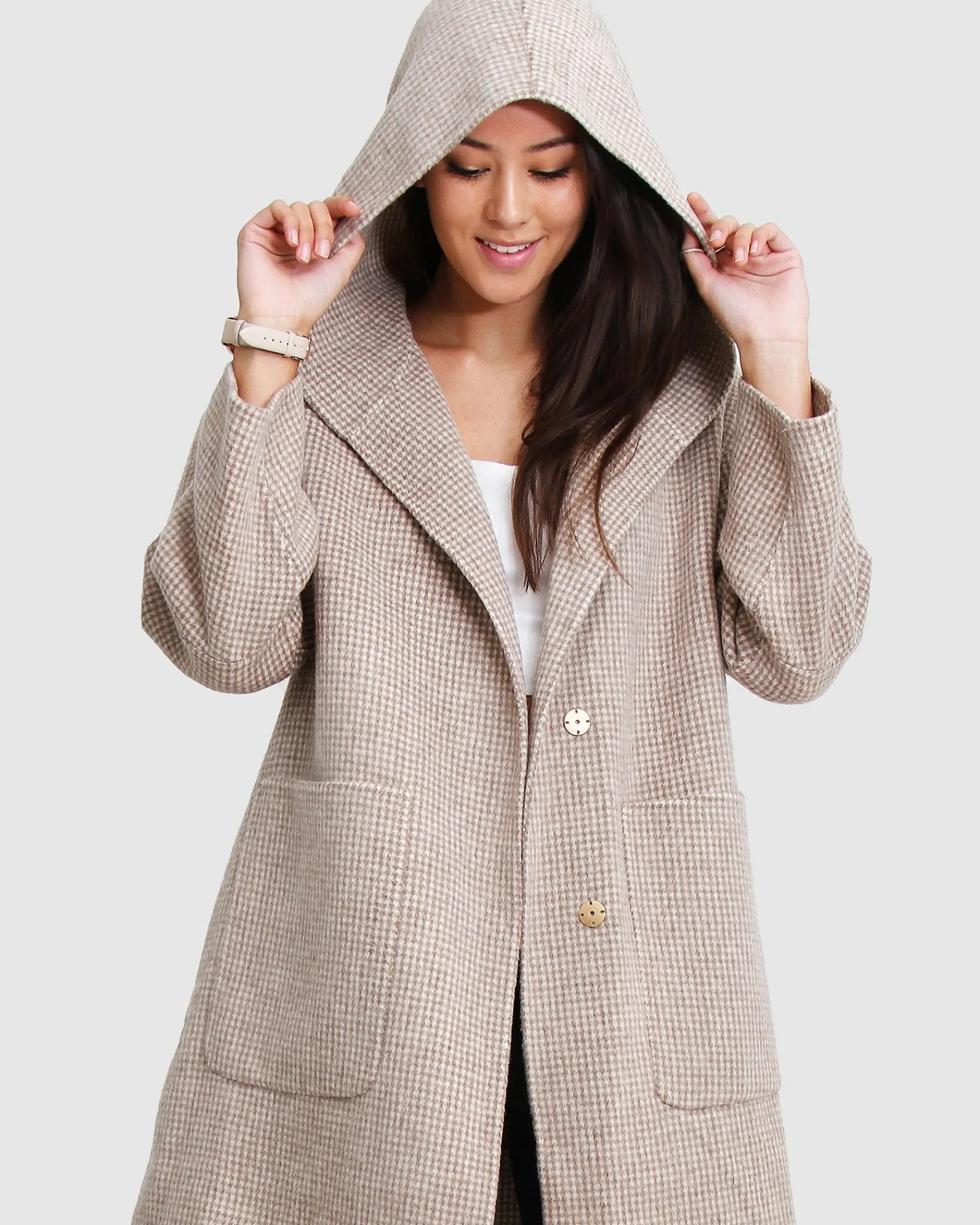 New Belle & Bloom Walk This Way Wool Blend Oversized Coat - Beige