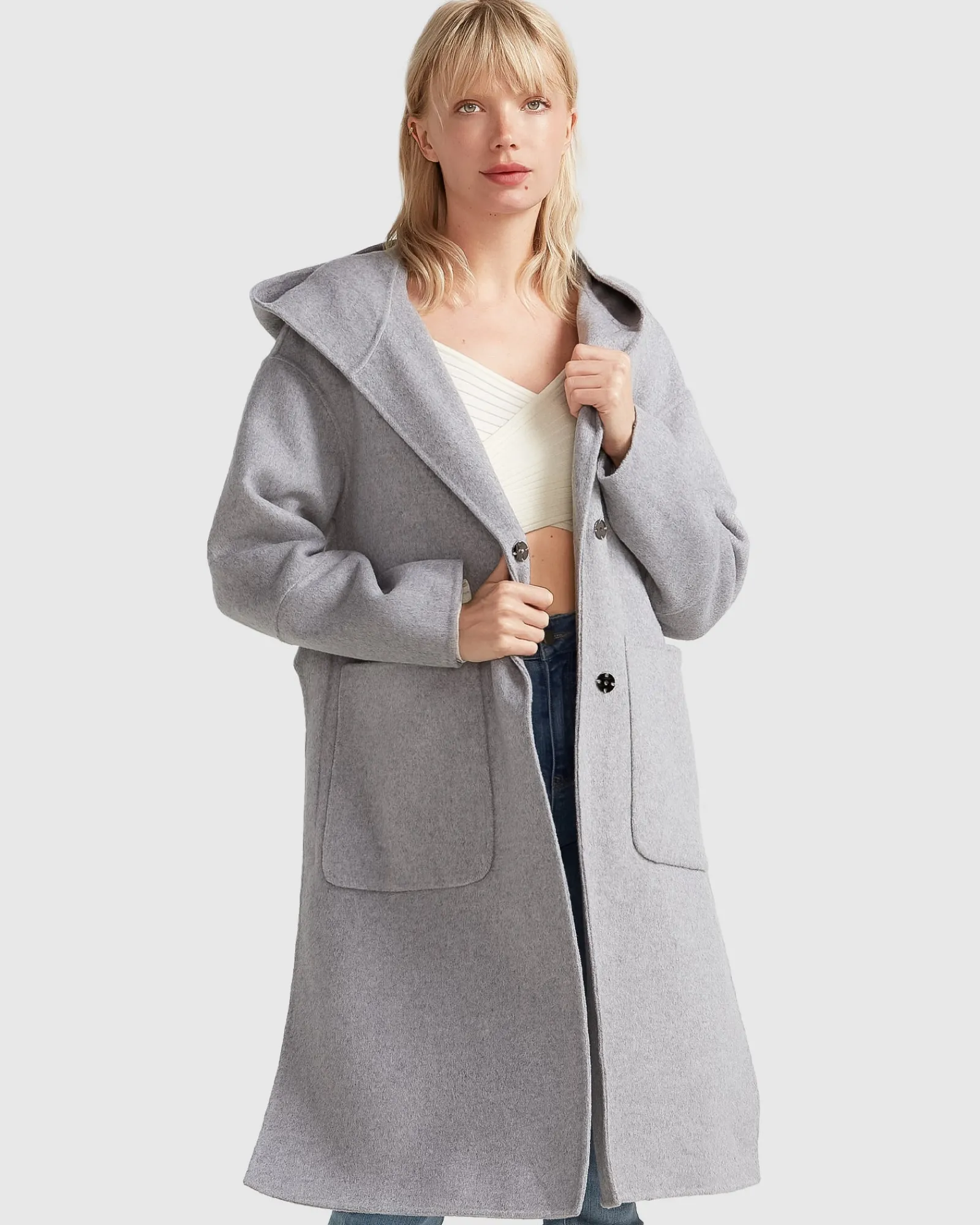 Best Belle & Bloom Walk This Way Wool Blend Oversized Coat - Grey