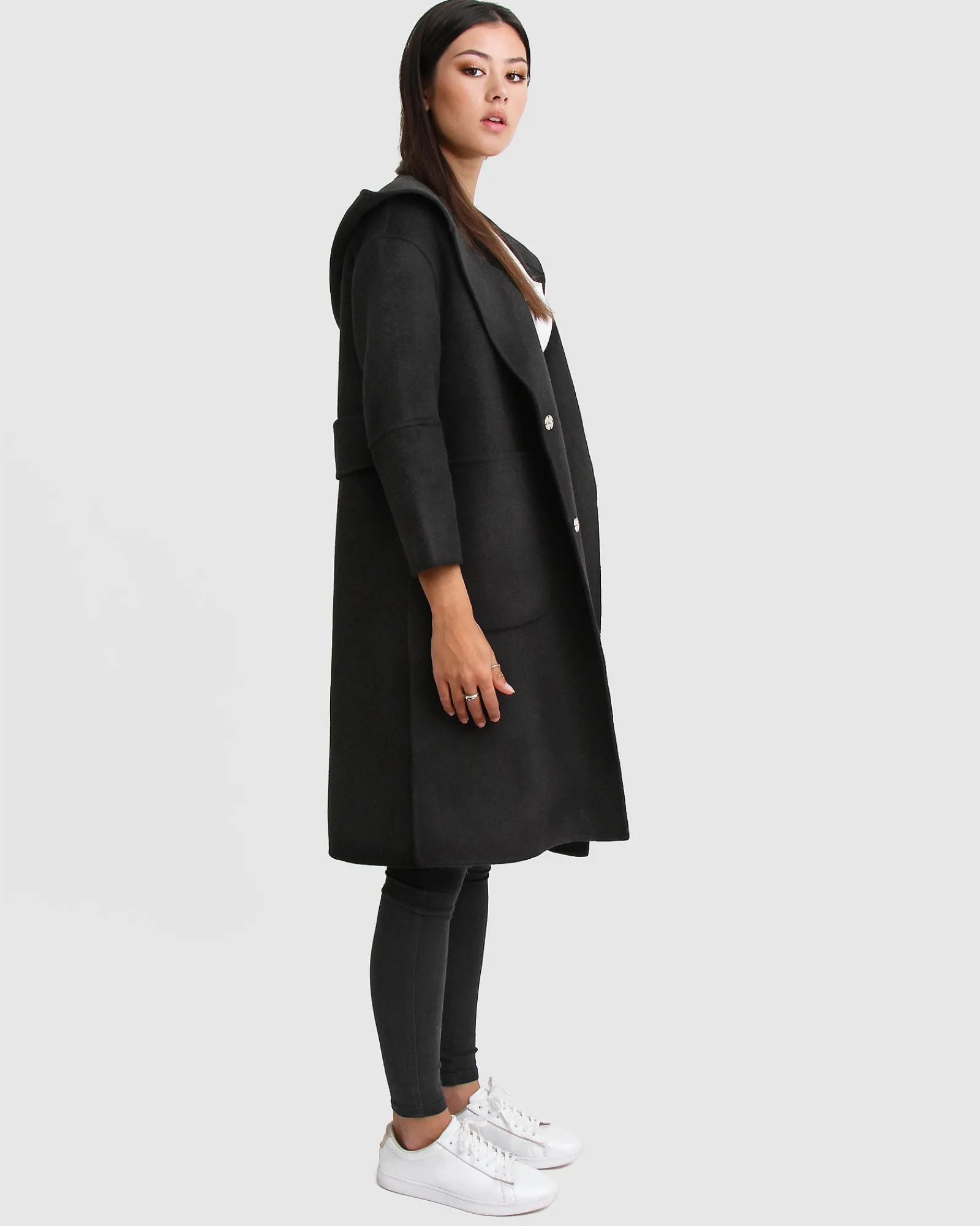 Sale Belle & Bloom Walk This Way Wool Blend Oversized Coat - Black