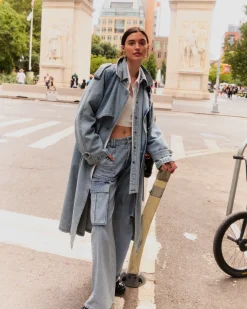 Outlet Belle & Bloom Wild Skies Denim Trench - Stonewash