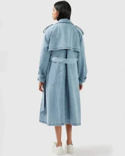 Outlet Belle & Bloom Wild Skies Denim Trench - Stonewash