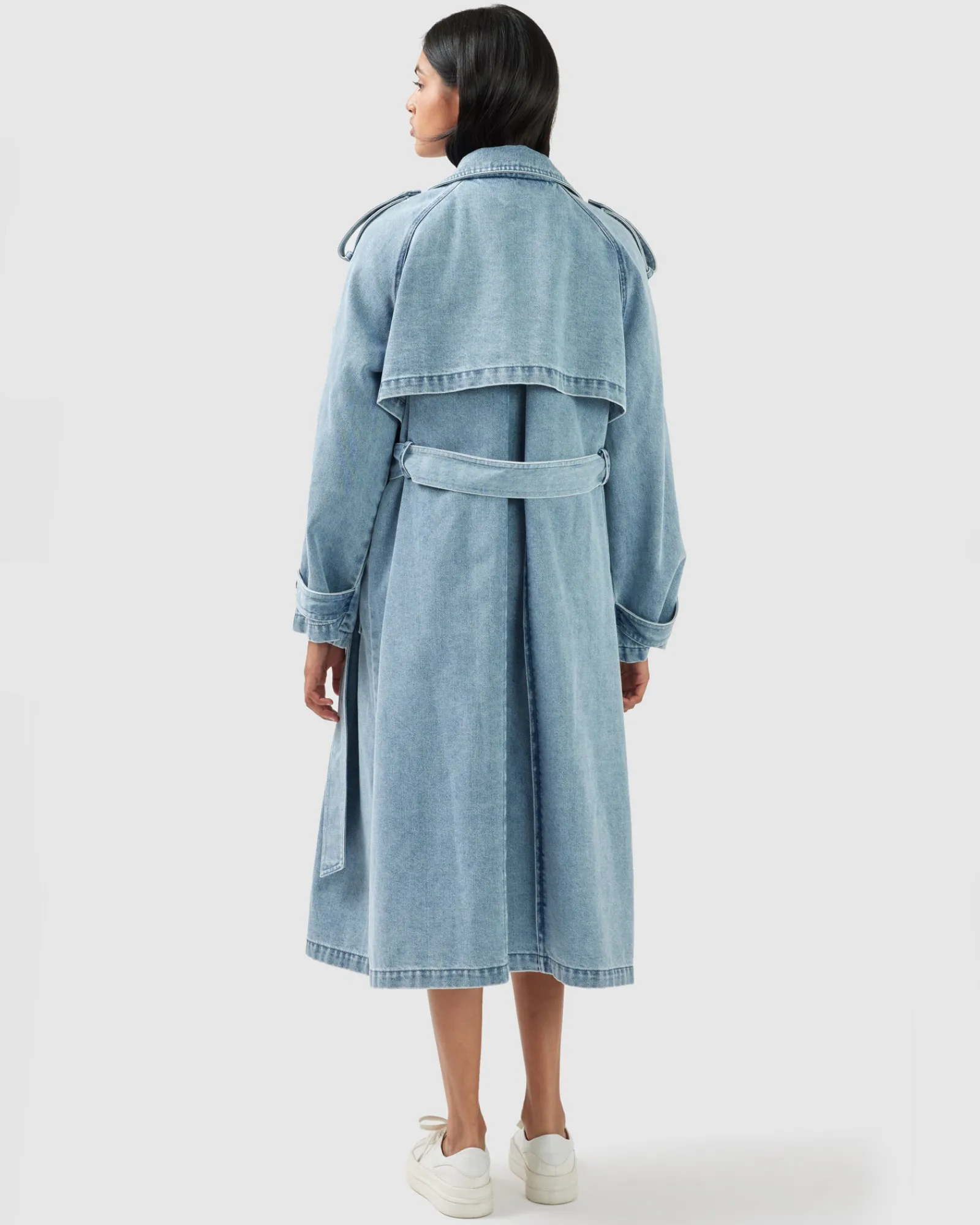 Outlet Belle & Bloom Wild Skies Denim Trench - Stonewash