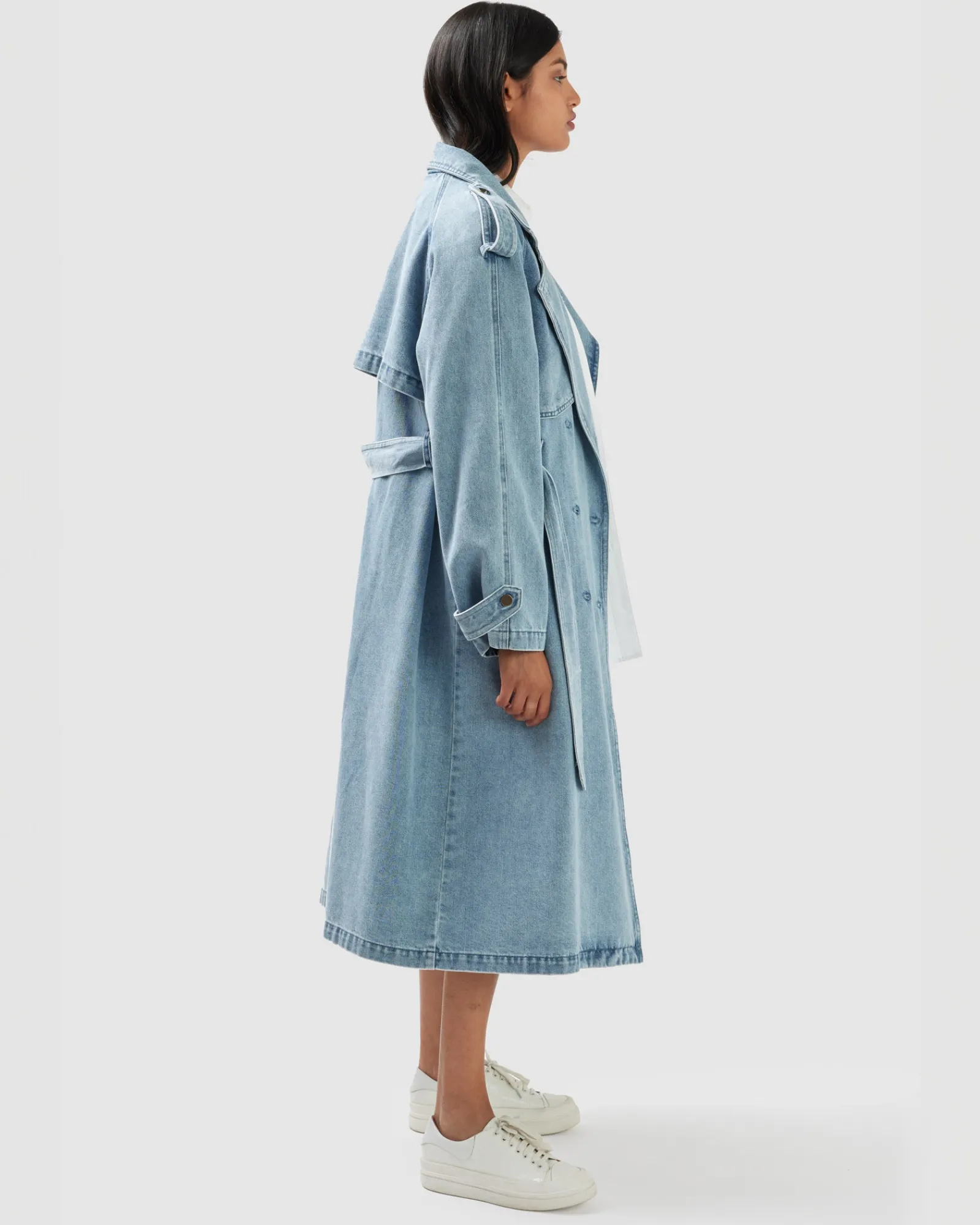 Outlet Belle & Bloom Wild Skies Denim Trench - Stonewash