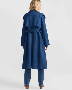 Discount Belle & Bloom Wild Skies Denim Trench - Mid Denim MidDenim