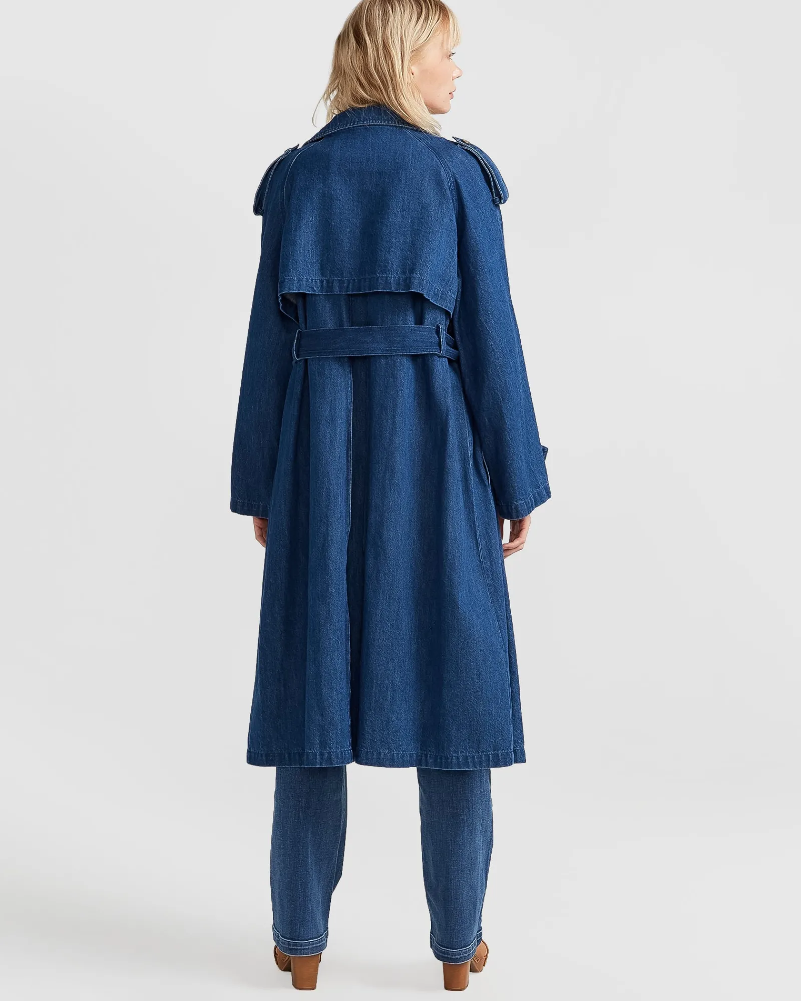 Discount Belle & Bloom Wild Skies Denim Trench - Mid Denim MidDenim