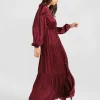 Online Belle & Bloom Window Seat Tiered Maxi Dress - Merlot