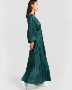 Fashion Belle & Bloom Window Seat Tiered Maxi Dress - Dark Green DarkGreen