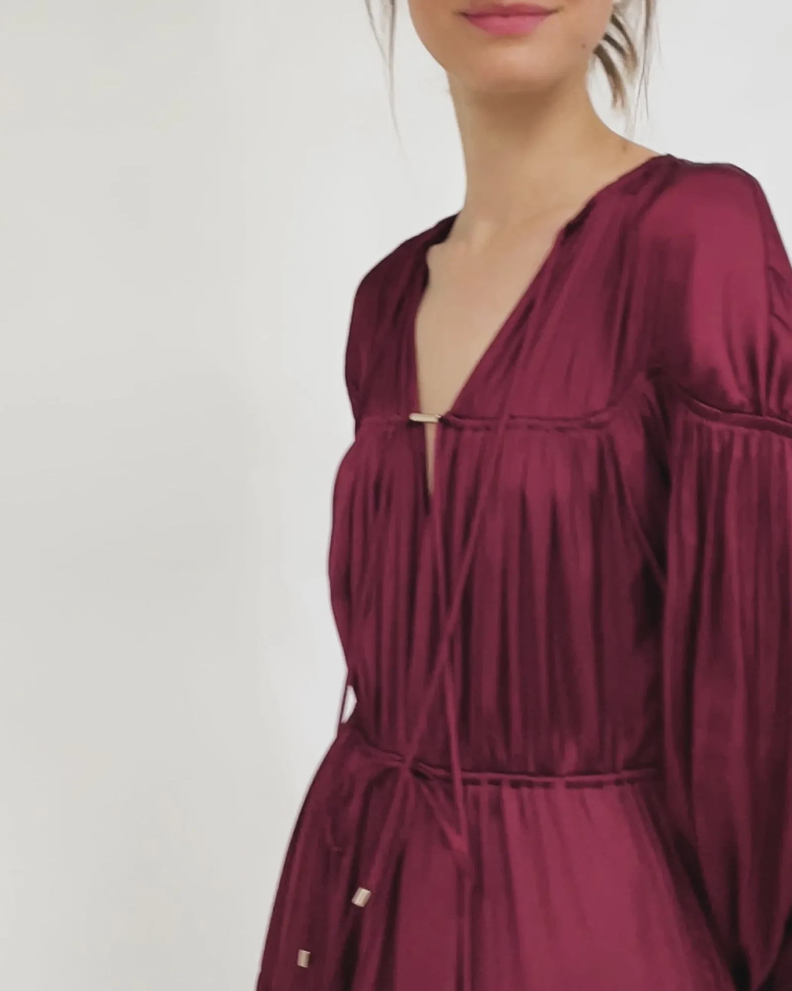 Online Belle & Bloom Window Seat Tiered Maxi Dress - Merlot