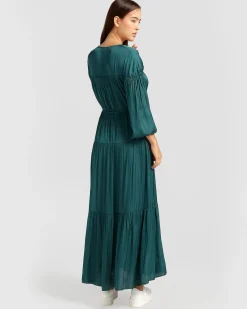 Fashion Belle & Bloom Window Seat Tiered Maxi Dress - Dark Green DarkGreen