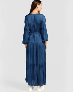 Discount Belle & Bloom Window Seat Tiered Maxi Dress - Blue