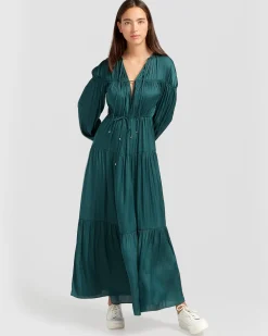 Fashion Belle & Bloom Window Seat Tiered Maxi Dress - Dark Green DarkGreen