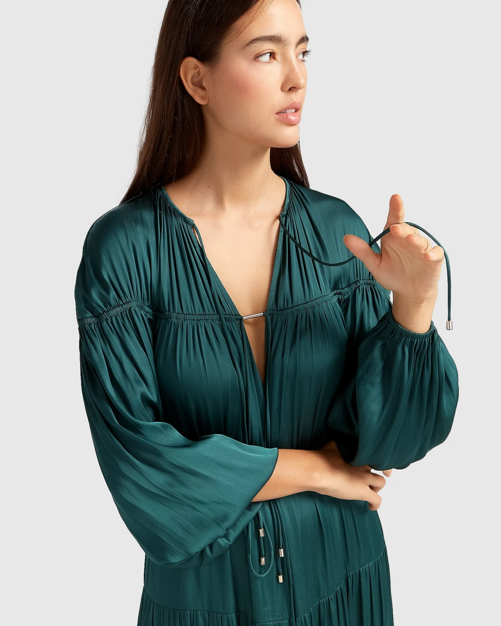 Fashion Belle & Bloom Window Seat Tiered Maxi Dress - Dark Green DarkGreen