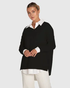 Fashion Belle & Bloom Wonder Of You Cashmere Blend Oversized Jumper - Black