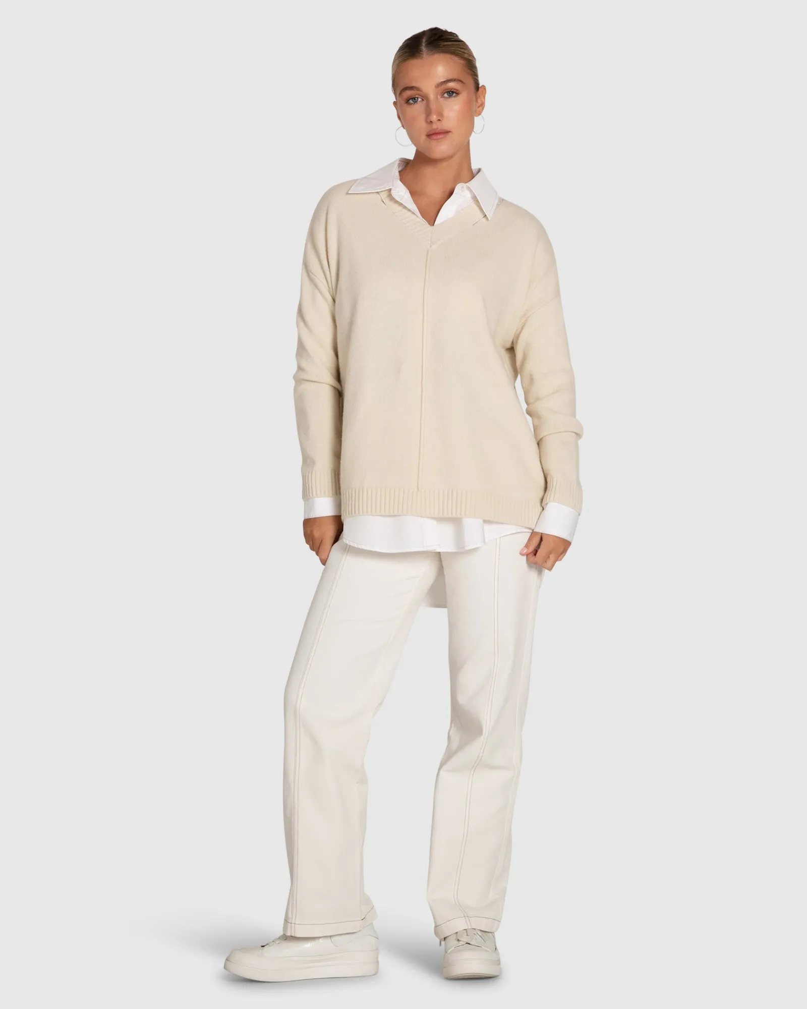 Sale Belle & Bloom Wonder Of You Cashmere Blend Oversized Jumper - Cream