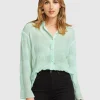 Sale Belle & Bloom Yoko Shirred Chiffon Blouse - Mint FINAL SALE MintFINALSALE