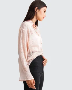 Outlet Belle & Bloom Yoko Shirred Chiffon Blouse - Blush