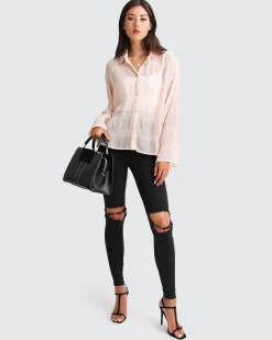 Outlet Belle & Bloom Yoko Shirred Chiffon Blouse - Blush